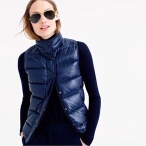 J. Crew Alhambra Shiny Navy Down Quilted Puffer Vest M